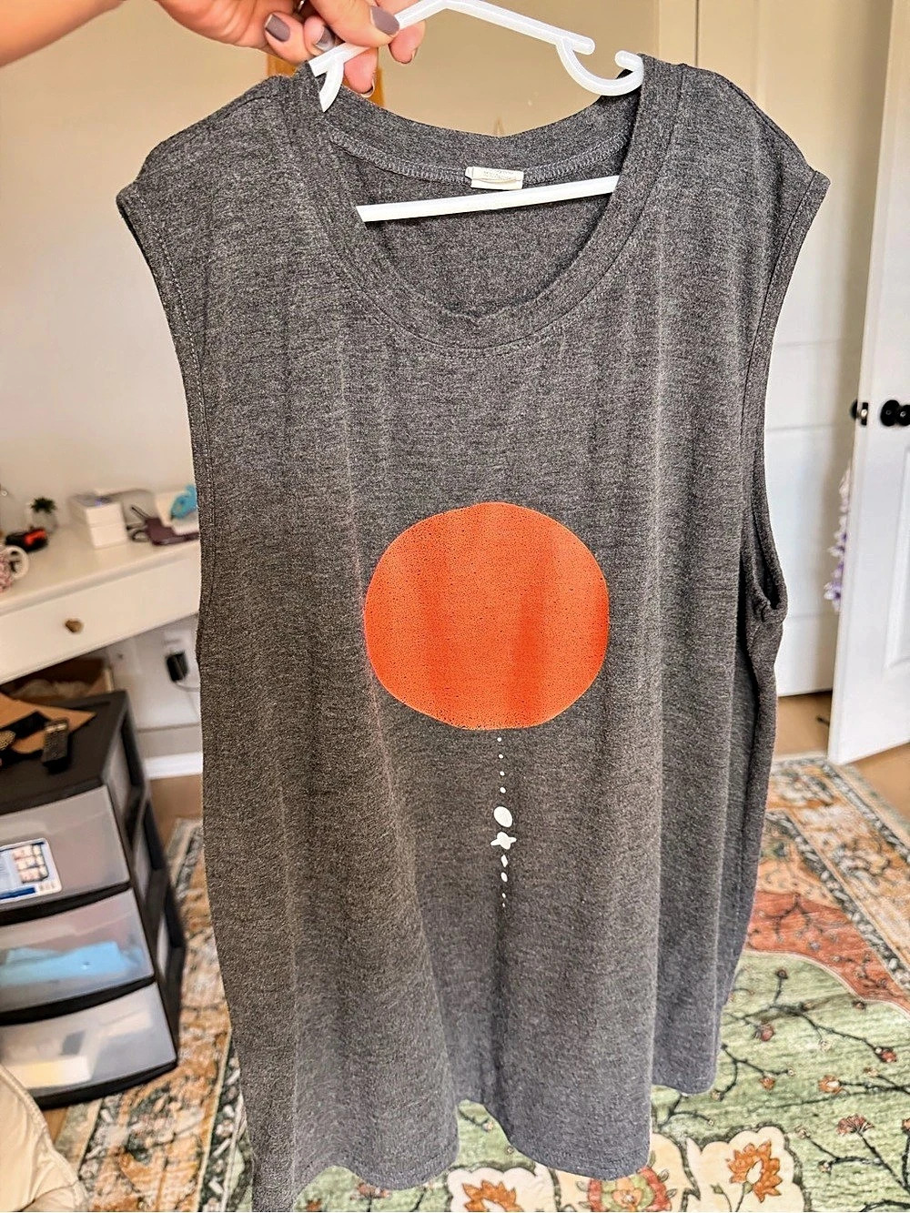 Gray & Orange Sleeveless Tunic Size XL